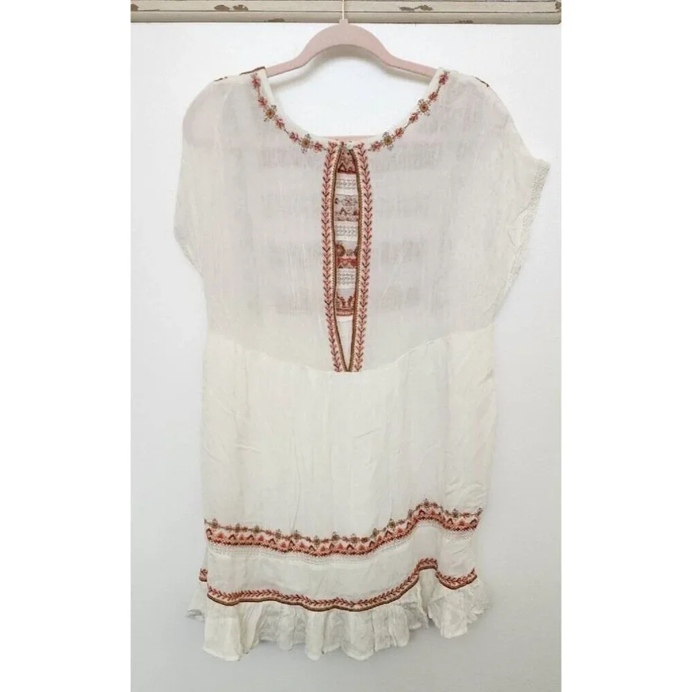 Free People Mini Dress Sunrise Wanderer Boho Tribal Pattern w/ Pockets Small - Picture 7 of 13